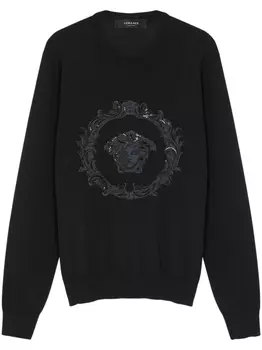 Толстовка с вышивкой Medusa Versace, черный