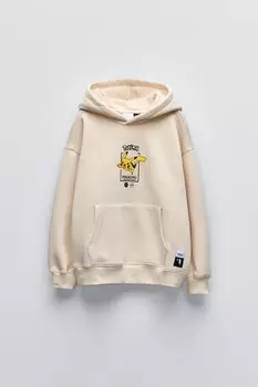 Толстовка с вышивкой pikachu pokmon ZARA, экрю