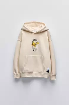 Толстовка с вышивкой pikachu pokmon ZARA, экрю