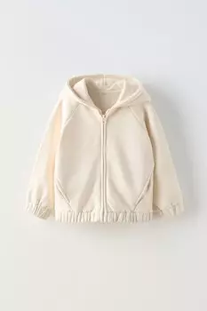Толстовка с вышивкой ZARA, экрю