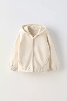 Толстовка с вышивкой ZARA, экрю