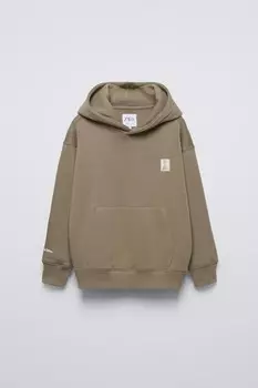 Толстовка с вышивкой ZARA, кэмел
