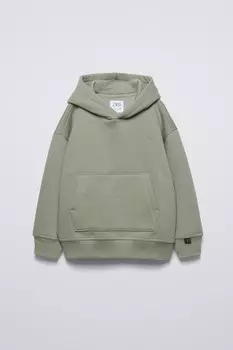 Толстовка с вышивкой ZARA, средне-зеленый