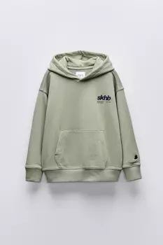 Толстовка с вышивкой ZARA, светло-зеленый