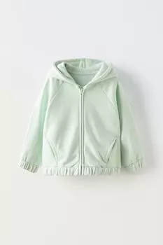 Толстовка с вышивкой ZARA, светло-зеленый