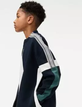 Толстовка с высоким содержанием хлопка на молнии Marks & Spencer, темно-синий