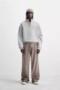 Толстовка с высоким воротом и застежкой-молнией x all caps studio ZARA, серый мергель