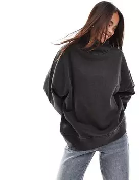 Толстовка с высоким воротом из плотной ткани цвета стираного угля ASOS DESIGN