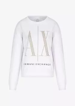 Толстовка с заклепками и логотипом Icon Armani Exchange, белый