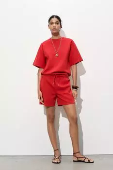 Толстовка с замком с коротким рукавом ZARA, красный