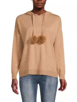 Толстовка с заниженными плечами и отделкой из искусственного меха Saks Fifth Avenue, цвет New Camel