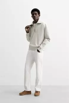 Толстовка с застегивающейся молнией на горле ZARA, серый