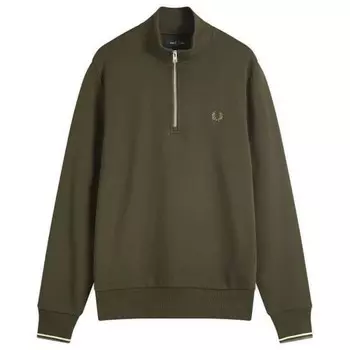 Толстовка с застежкой-молнией на половину длины Fred Perry, зеленый