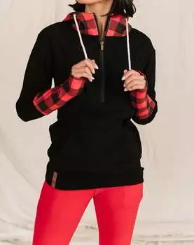 Толстовка с застежкой-молнией на половину длины In Checks Out Red AMPERSAND AVE