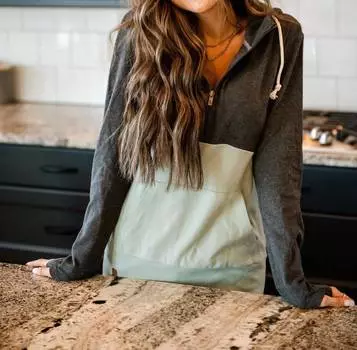 Толстовка с застежкой-молнией на половину длины в цвете Seafoam Saga AMPERSAND AVE