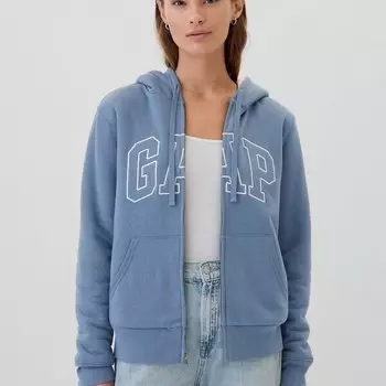 Толстовка с застежкой-молнией по всей длине подкладкой из шерпы и вышитым логотипом Gap, голубой