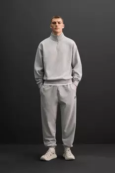 Толстовка с застежкой-молнией ZARA, серый мергель