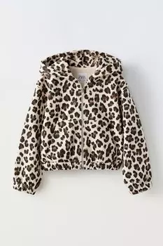 Толстовка с животным принтом ZARA, цвет leopard