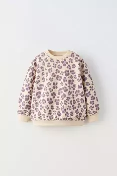 Толстовка с животным принтом ZARA, лиловый