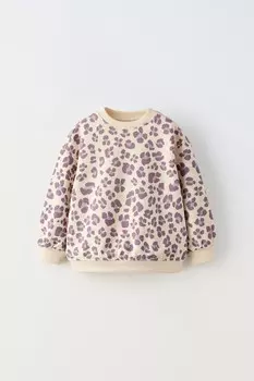 Толстовка с животным принтом ZARA, лиловый