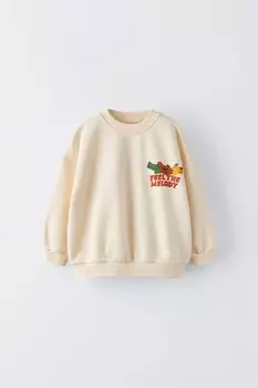Толстовка с животными ZARA, экрю