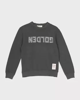 Толстовка с золотым декором и логотипом для девочек Golden Goose, цвет Antracite 60278