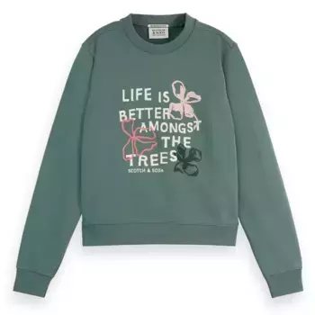 Толстовка Scotch & Soda Puff Artwork Regular Fit, зеленый