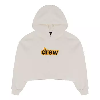 Толстовка secret cropped hoodie 'off white' Drew House, белый