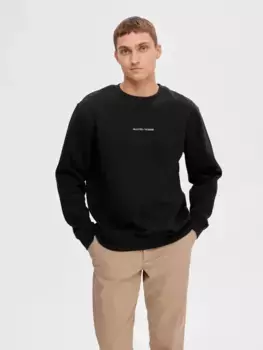 Толстовка SELECTED HOMME "SLHHANKIE LOGO CREW NECK SWEAT NOOS", черный