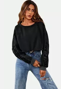 Толстовка SEQUINS DETAIL SLEEVE CAPSULE CROPPED FS Collection, цвет black