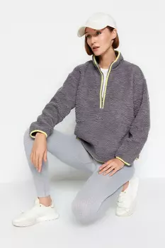 Толстовка - Серый - Классический крой Trendyol, серый