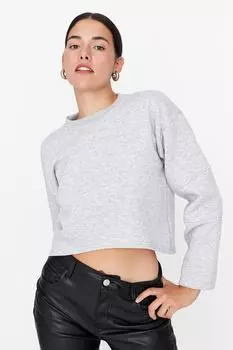 Толстовка - Серый - Классический крой Trendyol, серый