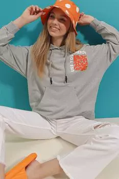Толстовка - Серый - Oversize Trend Alaat Stili, серый