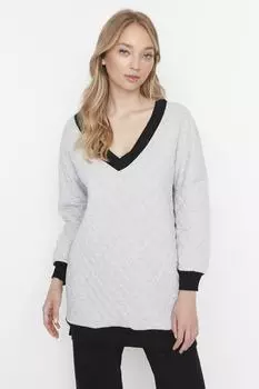 Толстовка - Серый - Oversize Trendyol, серый