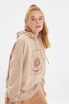 Толстовка - Серый - Oversize Trendyol, серый