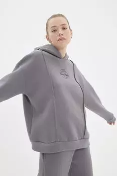 Толстовка - Серый - Oversize Trendyol, серый