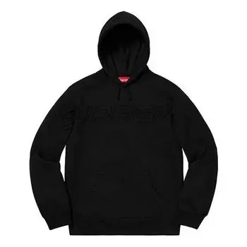 Толстовка set in logo hooded sweatshirt 'black' Supreme, черный