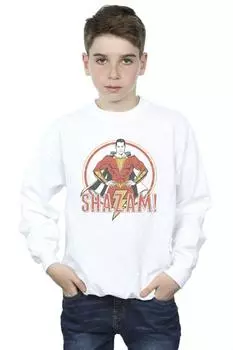 Толстовка Shazam Retro Circle с эффектом потертости DC Comics, белый