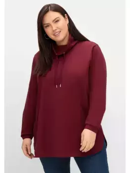 Толстовка Sheego "Большие размеры" с высоким воротником и кулиской, красный