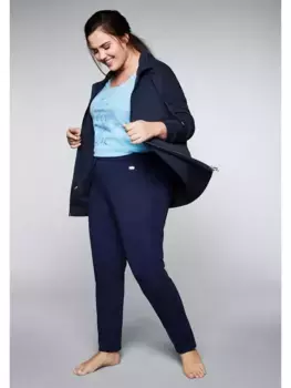 Толстовка Sheego "больших размеров" с воротником стойкой и ремешком для завязывания, цвет морской волны