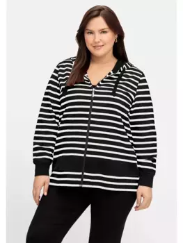 Толстовка Sheego с капюшоном "больших размеров", из чистого хлопка, черный