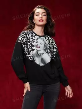 Толстовка Shein с принтом, черный