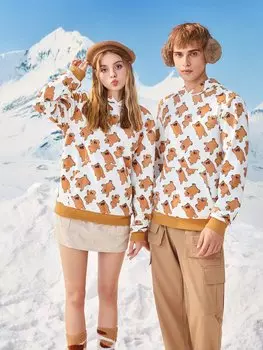 Толстовка Shein с принтом медведя, белый