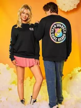 Толстовка Shein с заниженными плечами и буквенным рисунком, черный