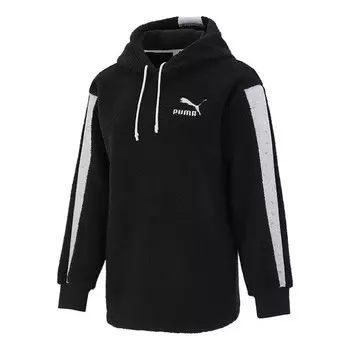 Толстовка sherpa hoodie 'black white' Puma, черный