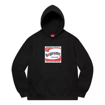 Толстовка shine hooded sweatshirt 'black white red' Supreme, черный