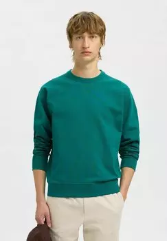 Толстовка SLHRELAXLUKE CREW NECK Selected Homme, темно-зеленый