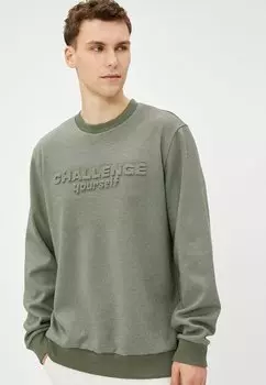 Толстовка SLOGAN CREW NECK TEXTURED Koton, хаки