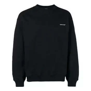 Толстовка small contrast logo print crewneck sweatshirt 'black white' Balenciaga, черный