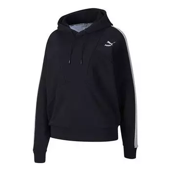 Толстовка small logo hoodie 'black white' Puma, черный
